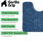 GORILLA GRIP Chenille Bath Rug Mat for Oval Toilet Base, 24x19 Blue - Image 3