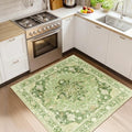 RELEANY Washable Area Rug, Square 4'x4', Green/Yellow by RELEANY