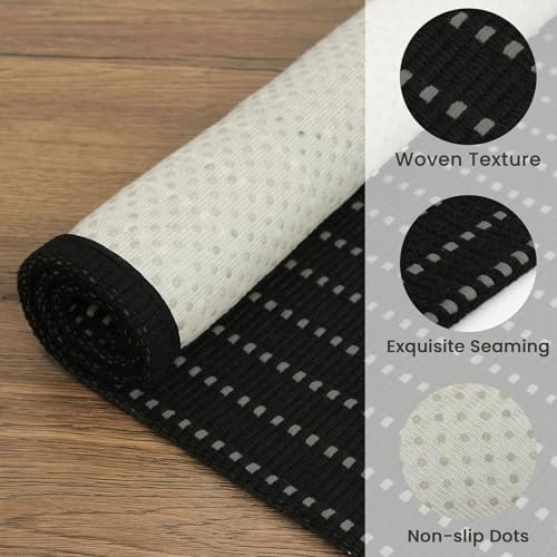 EARTHALL Washable Entryway Rug, Non Slip Area Rug, 3x5 Ft, Black/Grey - Image 5