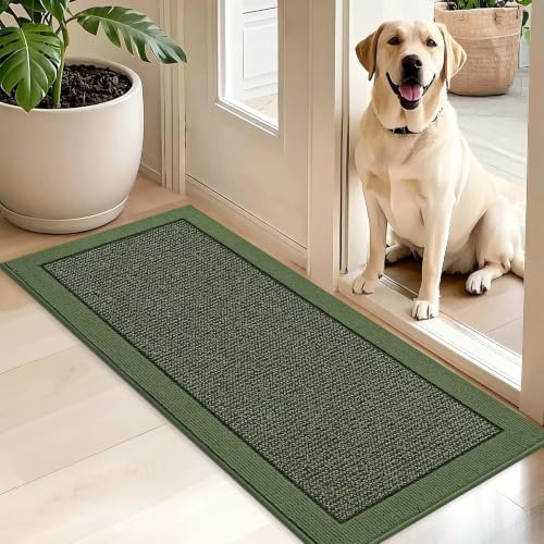 BEQHAUSE Indoor Door Mat 20" x 48", Dirt Trapper Door Mats, Green by BEQHAUSE