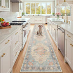 RELEANY Washable Area Rug, Runner 2'x9', Blue/Orange/Red by RELEANY