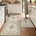 Boho Kitchen Mats for Floor 2PC Anti Fatigue Kitchen Rugs, Green Beige by tubeamin