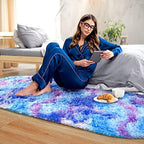 Noahas Oval Fluffy Purple Rainbow Rug 2.6X5.3 Small Kids Rugs for Bedroom Girls And Boys Aesthetic,Bedside Bedroom Rug,Ultra Soft Runner Carpet Modern Shaggy Nursery Area Rugs Home Decor'' - Image 3