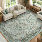 5x7 Area Rugs for Living Room Bedroom, Washable Non-Slip Rug, Sage Green by Lofus