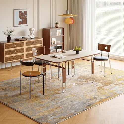 Beige Gold Washable Rug 5x7 Area Rugs for Living Room Bedroom Carpet - Image 3