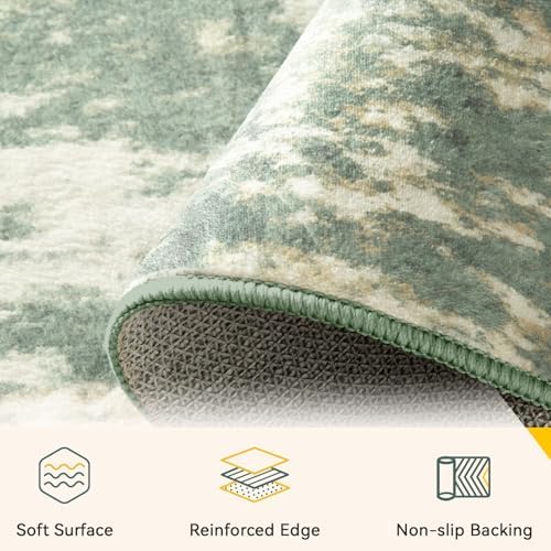 RELEANY Washable 8'x10' Abstract Area Rug for Living Room Light Green - Image 5