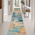 2.6x14 Washable Runner Rug:Modern Abstract Soft Carpet Rosy Haze by FXRHLP