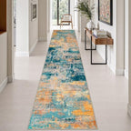 2.6x14 Washable Runner Rug:Modern Abstract Soft Carpet Rosy Haze by FXRHLP