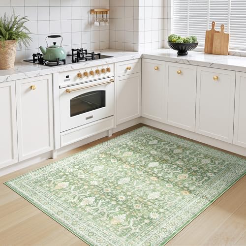 3x5 Area Rugs for Entryway, Non-Slip Washable Rug for Kitchen, Light Green - Image 3