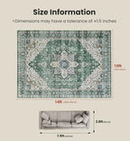 Amada Large 10x14 Washable Area Rug for Living Room, Dark/Green, Vintage - Image 2