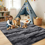 4x6 Black Fluffy Soft Area Rug Non-Slip for Bedroom Living Room Playroom - Image 4