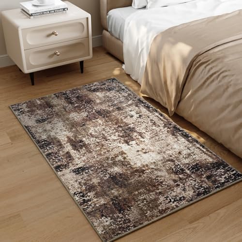Entrance Rugs Indoor 2x3 Brown Entry Rug Washable Abstract Coffee Small Area Rug Non-Slip Low Pile Throw Rugs for Entryway, Kitchen Floor, Front Door Indoor Door Mat, Bathroom, Bedroom Bedside - Image 5