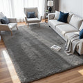6x9 Fluffy Shag Area Rugs for Living Room Bedroom: Soft Carpet Light Gray by CarpetAddColortoYourLife