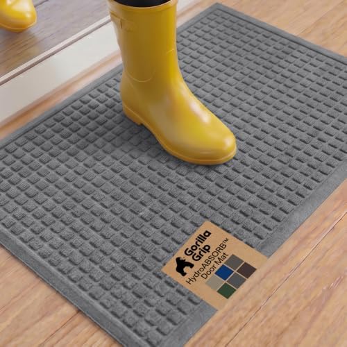 GORILLA GRIP® HydroABSORB Door Mat for Indoor Outdoor Use, 35x23 Gray by GorillaGrip