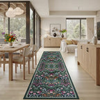 PLHXFR 2.6x10 Washable Runner Rug：Floral Indoor Kitchen Carpet Dark Green - Image 4
