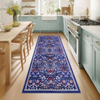 PLHXFR 2x5 Washable Runner Rug：Floral Indoor Kitchen Soft Carpet Blue by PLHXFRSoftAreaRugs