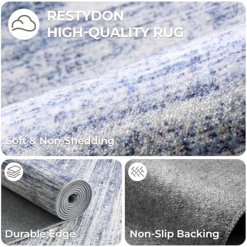 2x12 Runner Rug Non Slip,Washable Hallway Runner Rug,Blue - Image 7