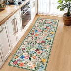 PLHXFR 2x6 Washable Runner Rug：Floral Indoor Kitchen Soft Carpet Green - Image 6