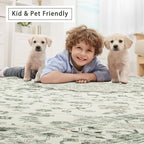 8x10 Washable Area Rugs for Living Room,Bedroom,Dining Room - Green Retro - Image 6