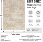 9x12 Area Rugs for Living Room: Washable Abstract Beige Bedroom Carpet - Image 2