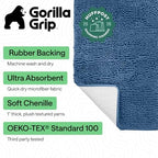 GORILLA GRIP Bath Rug Mat for Bathroom, Absorbent Chenille, 44x26 Blue - Image 2