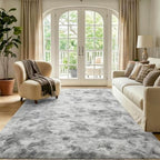 4'x5'3'' Tie-dye Grey Fluffy Soft Area Rug Non-Slip for Bedroom Living Room - Image 2