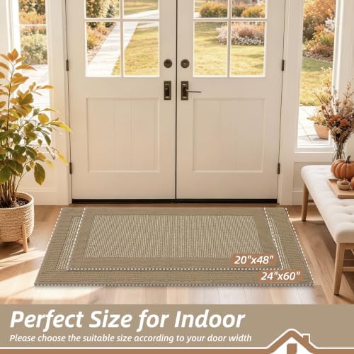BEQHAUSE Indoor Door Mat 20" x 48", Dirt Trapper Door Mats, Beige - Image 2