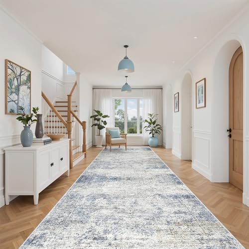 4x10 Runner Rug Non Slip,Washable Hallway Runner Rug,Blue - Image 5