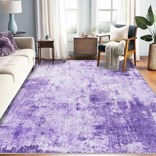 RELEANY Washable 10'x14' Abstract Area Rug for Living Room Purple by RELEANY