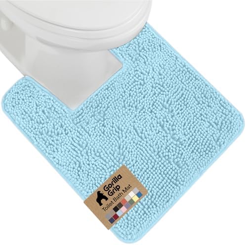 GORILLA GRIP Chenille Bath Rug Mat for Square Toilet Base, 24x19 Sky Blue by GorillaGrip
