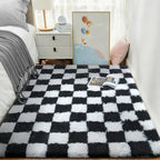 Ophanie Checkered Black & White Rug for Living Room Bedroom,Fluffy Soft Cute Fuzzy Area Rugs,Shag Plush Shaggy Bedside Floor 4x6 Furry Carpet Kids Baby Teen Dorm Decor with Over 99 pcs Pile fibers - Image 2