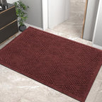 HIYARD Sturdy Front Door Mat, Absorbent Muddy Dirt Resist Welcome Door Mats Outdoor Indoor, Stain and Fade Resistant, Non-Slip Rubber Backing Low Profile Doormat for Entryway, 36×24, Red by HIYARD