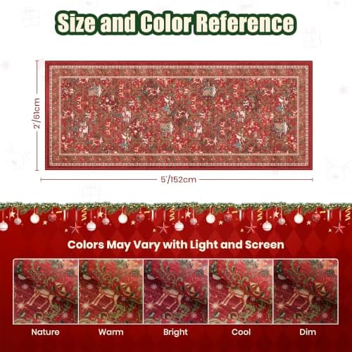 2x5 Christmas Runner Rug for Hallway,Washable Kitchen Rugs,Red - Image 2