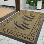 Yimobra Welcome Mats for Front Door 36x24, Heavy Duty Waterproof Outdoor Door Mat Outside Entrance, Non-Slip Low Profile Indoor Entryway Mat for Garage Patio, Beige Brown by Yimobra