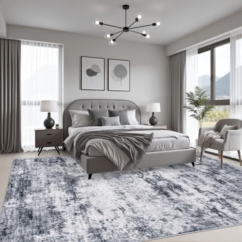 5x7 Area Rug Living Room: Modern Washable Indoor Soft Carpet Grey - Image 3