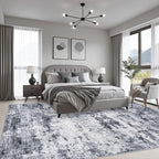 9x12 Area Rug Living Room Rug: Washable Modern Abstract Soft Thin Rug Indoor Floor No Slip Stain Resistant Carpet for Bedroom Dining Room Farmhouse Nursery Home Office - Grey - Image 3