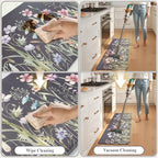 KIMODE Anti Fatigue Kitchen Mat, Farmhouse Floral Kitchen Rugs Grey Purple - Image 5