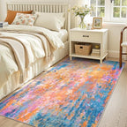 Entryway Rug 3x6 Rainbow Bedroom Area Rug Washable Non Slip Abstract Boho Rugs for Indoor Entry, Kitchen, Classroom, Bathroom, Kids Girls Room, Office, College Dorm Small Carpet - Image 2