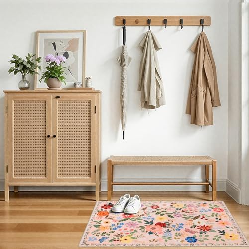 PLHXFR 2x3 Small Entryway Rug: Floral Washable Indoor Soft Carpet Beige - Image 5