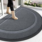 OLANLY Half Circle Front Door Mat Outside 59x34 All-Season Rubber Doormat by OLANLY