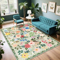 PLHXFR 6x9 Area Rug Living Room: Floral Washable Boho Soft Carpet Green by PLHXFRSoftAreaRugs