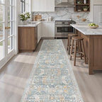 Madane Washable Runner Rugs 2x12 Long for Hallway Kitchen Soft, Blue/Gold - Image 6