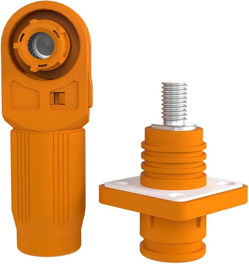 1 Set Battery Energy Storage Connector, Quick Plug Terminal High Current Connectors Right Angle Plug and Socket IP67 Waterproof Power Connector Stud Wiring Method 60A 10mm² (60A, Orange)