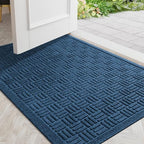 Mibao Front Door Mat Outside Entrance, 36" x 24", Heavy Duty Welcome Mat, Stain and Fade Resistant, Dirt Trapper Doormat, Super Absorbent Indoor Outdoor Entryway Mat with Non-Slip Backing, Blue by Mibao