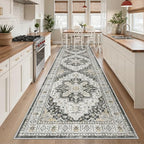 Madane Hallway Runner Rug 3x10 Washable Kitchen Runners 10ft, Black by Madane