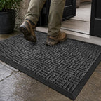Mibao Front Door Mat Outdoor Entrance, 36" x 17" Heavy Duty Welcome Mat for Outdoor and Indoor, Waterproof Dirt Trapper Doormat, Super Absorbent Indoor Entryway Mat for Patio & Porch - Gray by Mibao