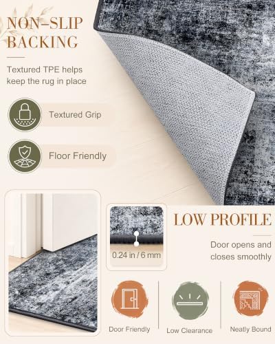 OLANLY 6x9 Washable Area Rug, Soft Non Slip Carpet for Bedroom Living Room - Image 6