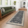 Hazo Haus Black Boho Washable 3x10 Extra Long Hallway Runner Rug, Waterproof Large Kitchen Floor Rug Indoor, Non-Slip Stain & Fade Resistant, Vintage Floral Decor by HazoHaus