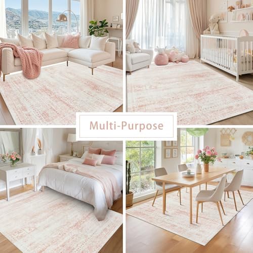 Pink Washable Rugs 6x9 Area Rugs for Living Room,Bedroom,Nursery,Carpet - Image 6