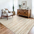Chicrug 4x6 Beige Washable Striped Abstract Area Rug Bedroom Living Room - Image 4